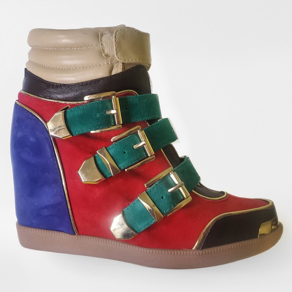 BRIAN ATWOOD Colorblock Platform Women's Boots (Size: 8)